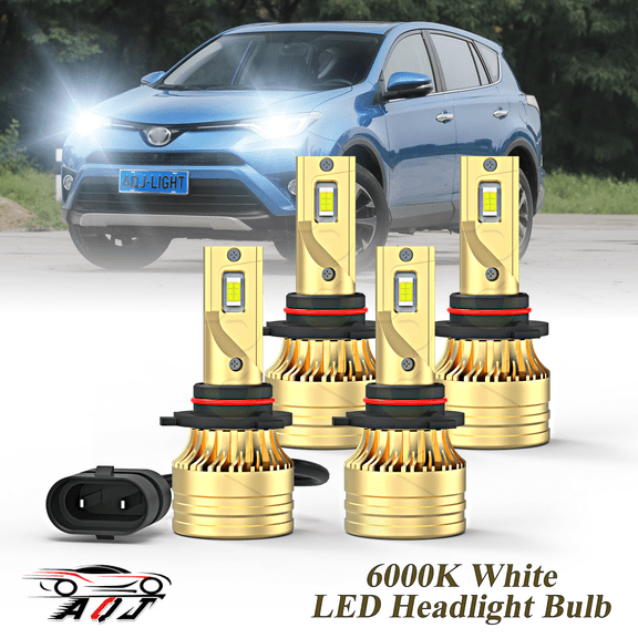 LED Headlight Bulb for Toyota RAV4 2016 2017 2018 - 100,000LM Super-Bright 6000K White, High Low Beam Bulbs，Plug & Play, Pack of 4