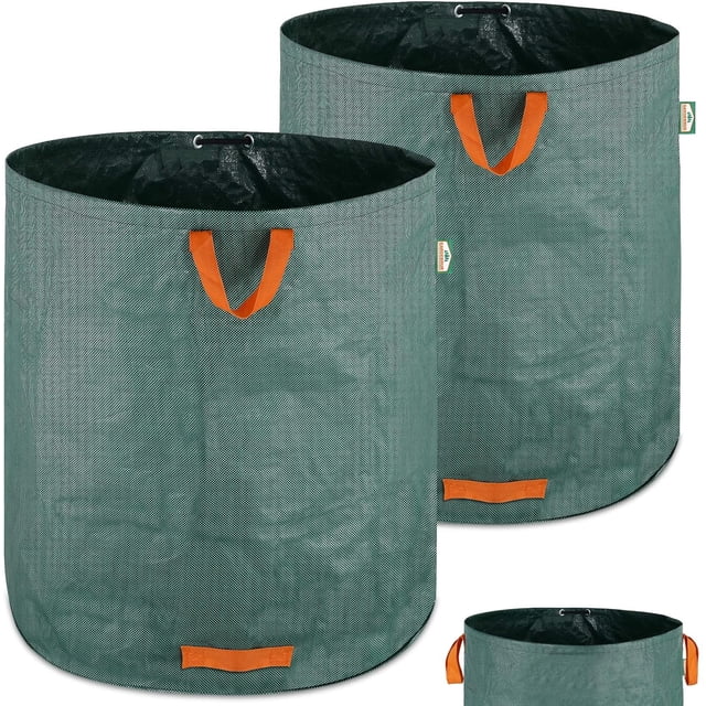 2x Bolsas de jardín 500L 50 kg bolsa de residuos basura vegetal tejido reforzado plegable repelente al agua