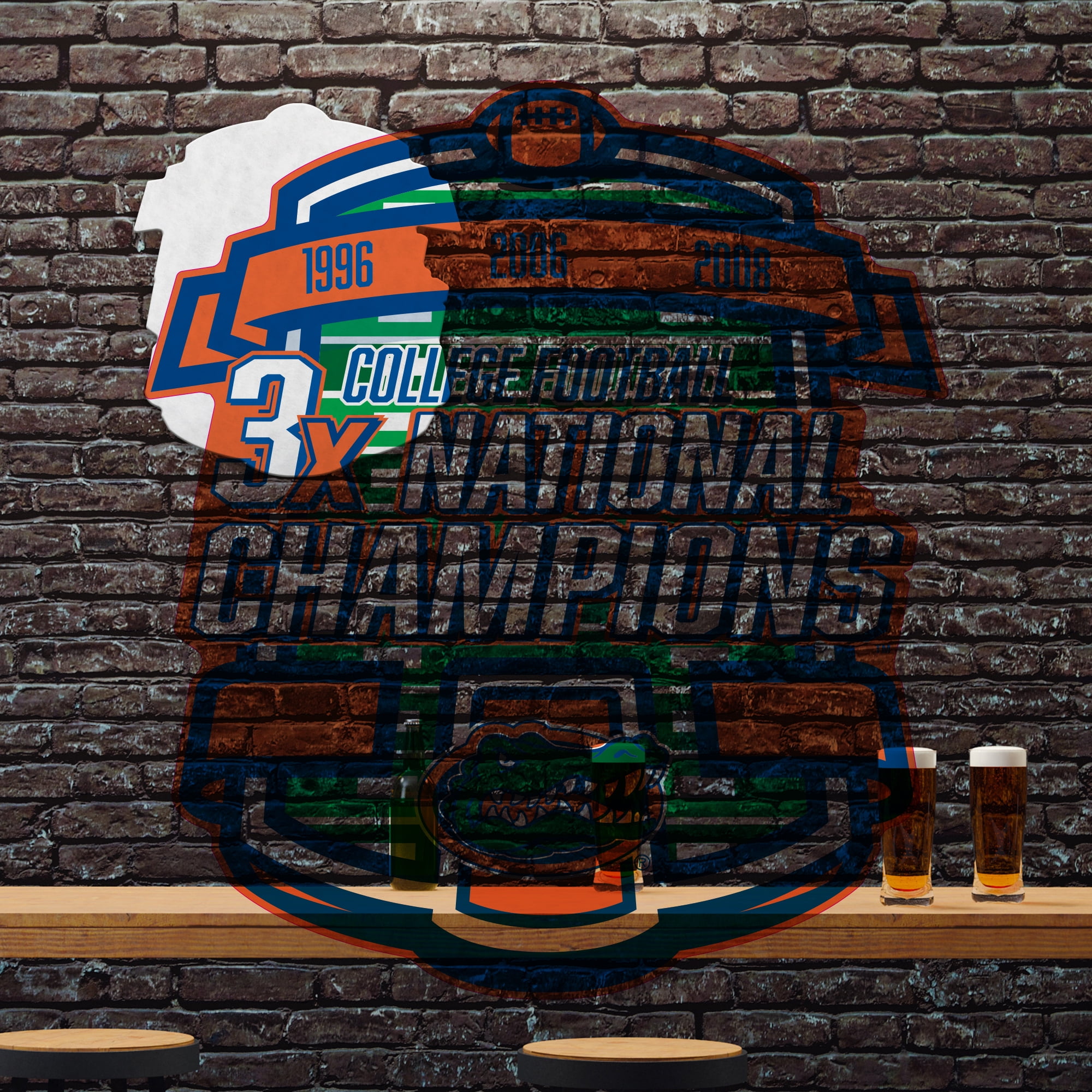 Florida University 3 Time College Football Champs Shape-Cut Pennant