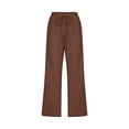 thumbnail image 4 of Wide Leg Pants Woman, High Waisted Drawstring Elastics Comfy Straight with Pockets, 4 of 5