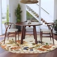 thumbnail image 5 of Vintage Floral Round Rug 6ft Washable Circle Kitchen Rugs Non Slip Elegant Pastoral Botanical Retro Art Large Area Rug Indoor Floor Carpet for Bedroom Living Room Home Office Dining Room Nursery, 5 of 7