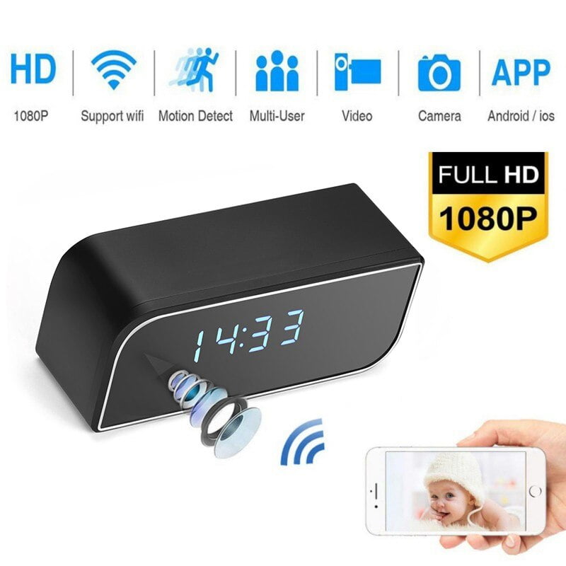 Wireless Hd 1080p Camera Alarm Clock Security Cam Dvr With Night Vision Room Security Monitoring Walmart Com Walmart Com