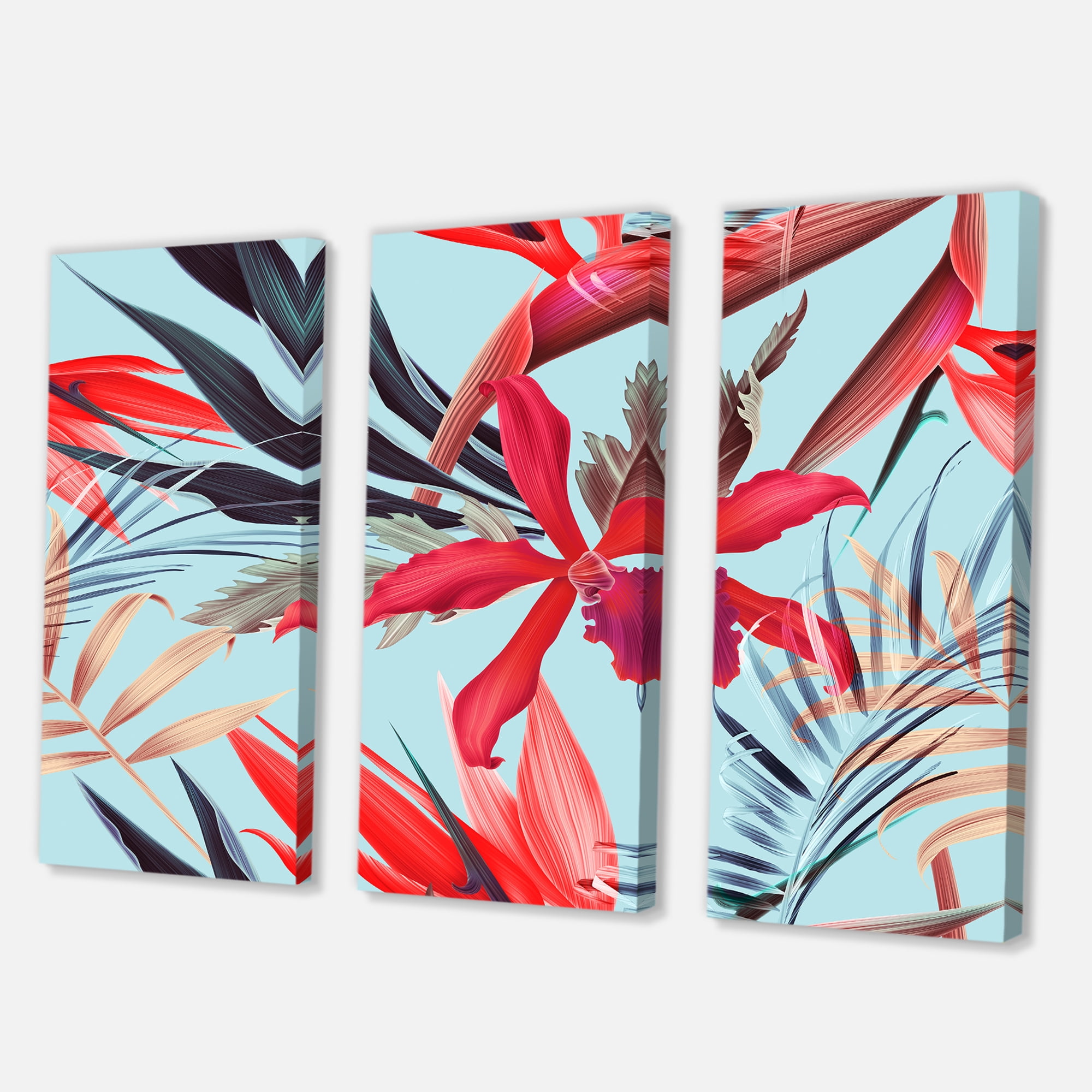 Designart ' VIntage Tropical Flowers IV ' Traditional Canvas Wall Art Print