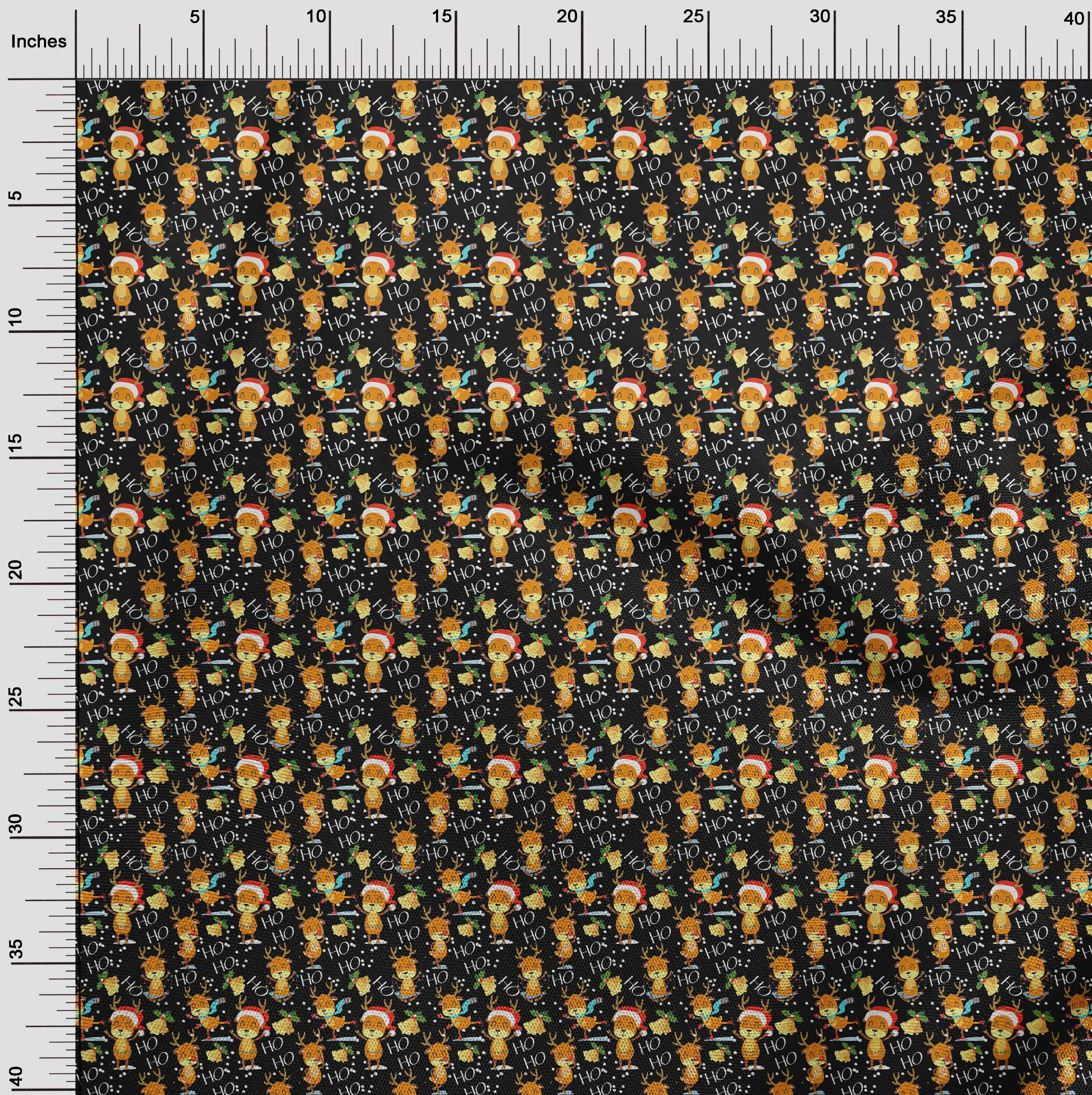 oneOone Cotton Jersey Black Fabric Merry Christmas Craft Projects Decor Fabric Printed By The Yard 58 Inch Wide-OXM