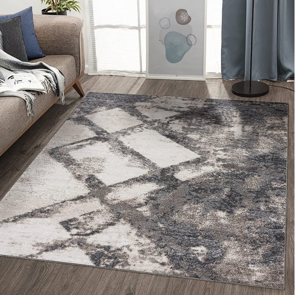 LUXE WEAVERS Lagos Collection 7926 Grey 2x7 Art Deco Area Rug