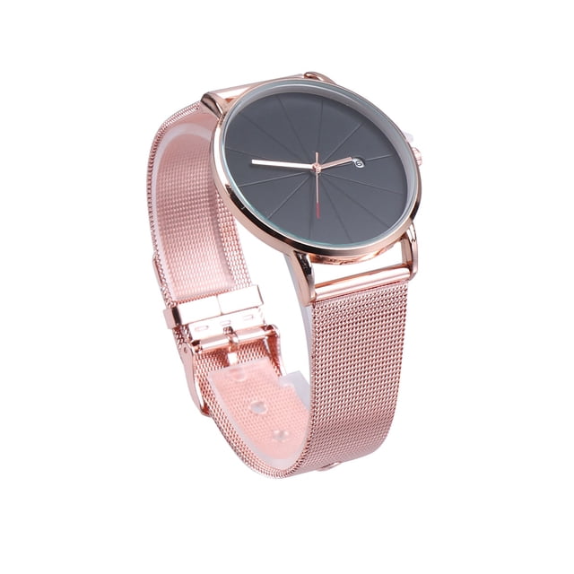 Reloj de negocios con banda de titanio para hombre Reloj de pulsera de cuarzo analógico simple Reloj de lujo clásico (rosa dorado)
