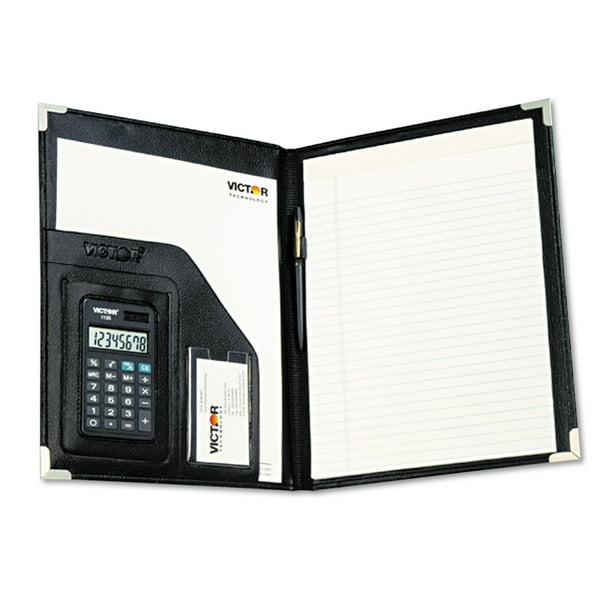 Victor Pad Holder w/Calculator, Vinyl/Pewter Corners, File Slots