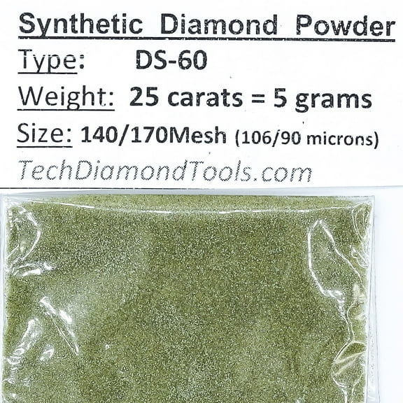 TechDiamondTools Diamond Powder from 325/400 to 50/60 mesh 5 Grams = 25carats. (140 grit 140/170 mesh)