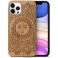 thumbnail image 1 of Case Yard Wooden Case Outside Soft TPU Silicone, Slim Fit Shockproof Wood Protective Phone Cover for Girls Boys Men and Women, Supports Wireless Charging Sun Mandala Design case for iPhone-11-Pro-Max, 1 of 7