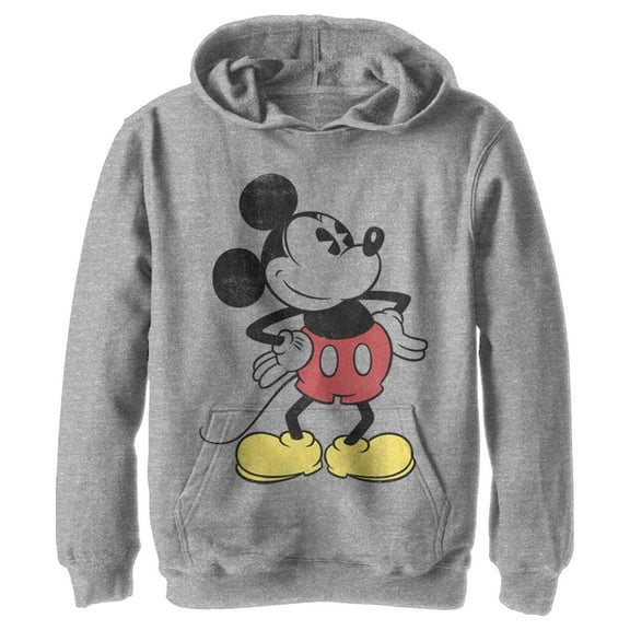 Boy's Mickey & Friends Classic Mickey Distressed  Pull Over Hoodie Athletic Heather Medium