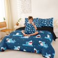 thumbnail image 3 of Feelyou Splash Cartoon Shark Bedding Comforter Set for Boys Girls, Ocean Marine Wildlife Queen Bedding Sets, Navy, Black Reversible, 7pcs, 3 of 7