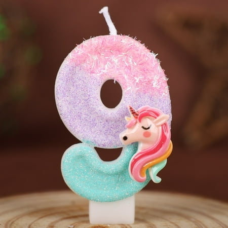 Xiao Hang 0-9 Number Cartoon Unicorn Digital Candles for Kids Birthday Party Festival Cake Decoration Atmosphere Props Fun Themed Candle