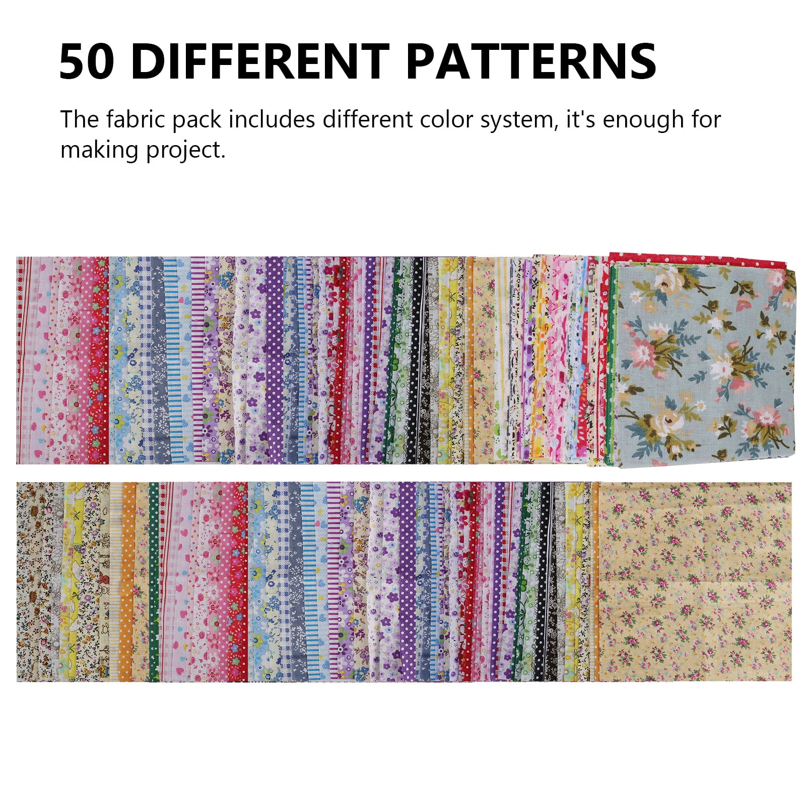 100 Cotton Craft Quilting Fabric, 100/50pcs 4" x 4" Cotton Squares