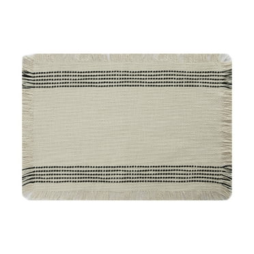 Better Homes & Gardens Jett Stripe Table Place Mat - 14" x 20" - Black & White - 100% Cotton