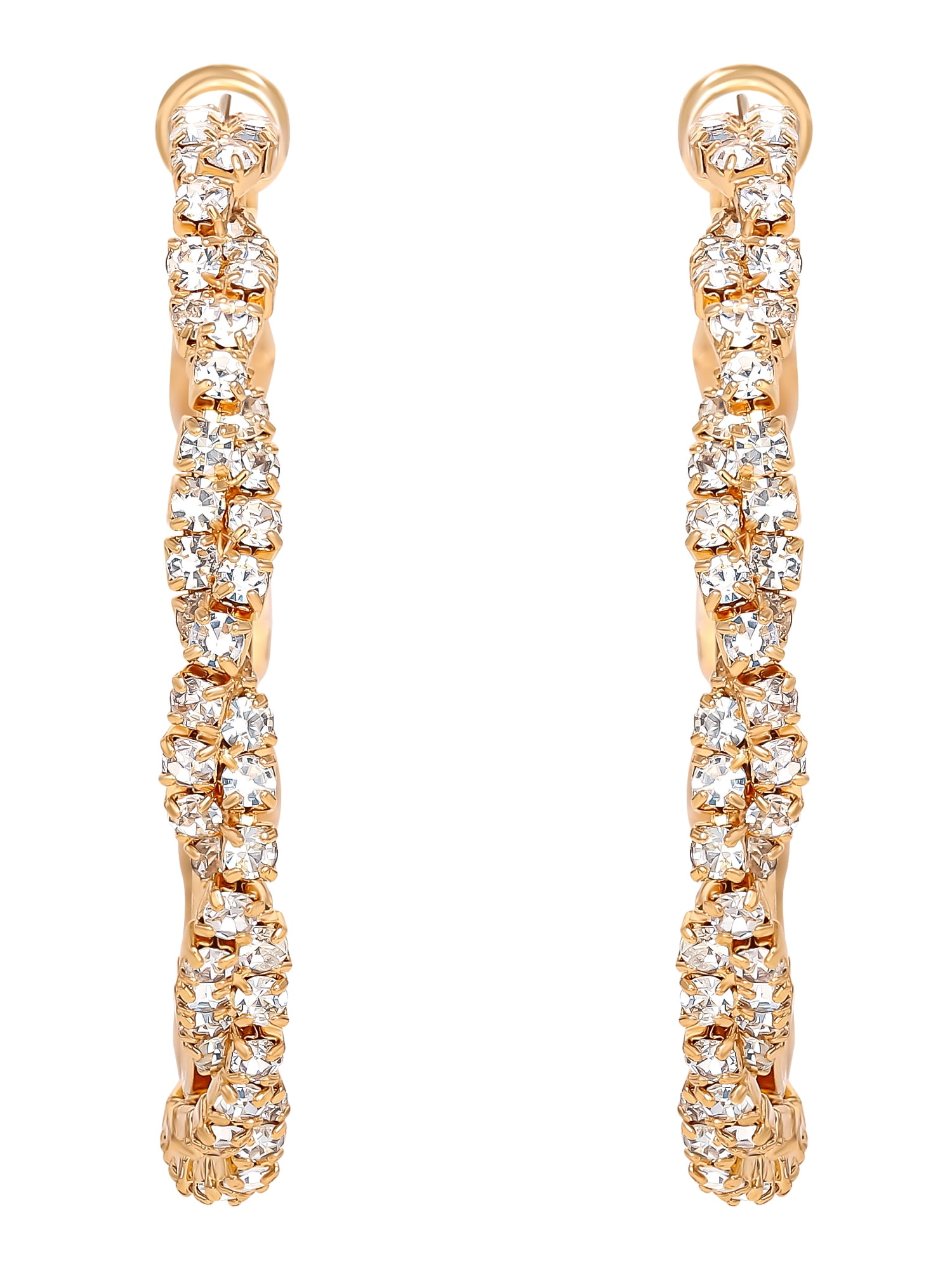 Jessica Simpson Women's Spiral Rhinestone Hoop Earrings