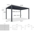 thumbnail image 6 of PURPLE LEAF 10'×14' Outdoor Louvered Pergola with Adjustable Hardtop Roof Patio Pergola Deck Garden Yard, Grey, 6 of 10