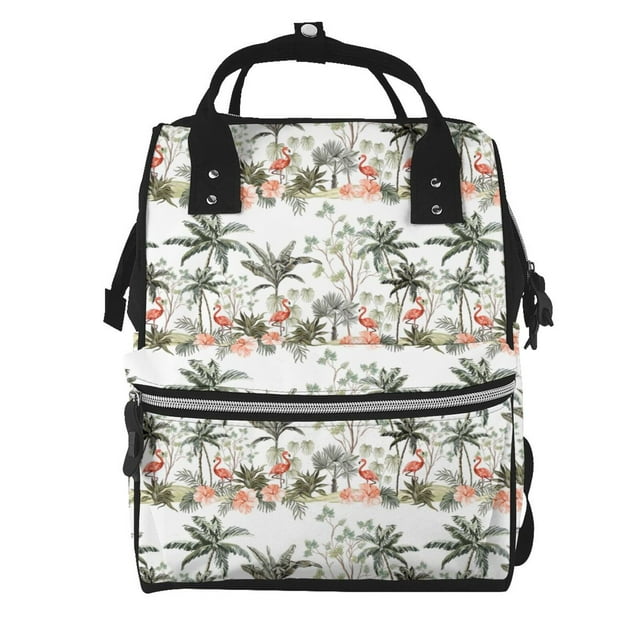 Disketp Flamingo Palm Trees for Large Capacity Multi-pocket Baby Bag, Multifunctional Travel Backpack Diaper Bag, Care Bag, Unisex, Fashionable and Durable