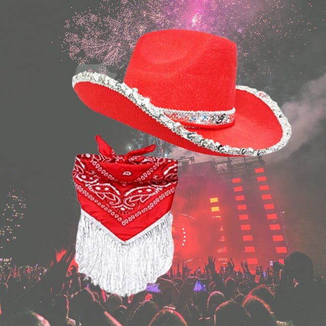 Sombrero de vaquero Yinane Rojo para mujeres y hombres