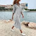 thumbnail image 5 of IUYRTFE Women's Striped Button Down Shirt Dress Long Sleeve Collared Maxi Dress with Pockets Loose Fit Casual Long Gown, 5 of 6
