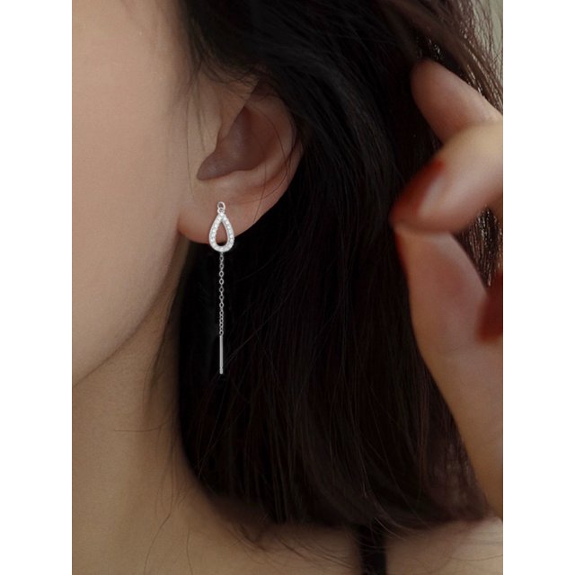 Pendientes de oreja con borlas de flores personalizadas de moda en vivo con aguja de plata, de longitud media, exquisitos y penetrantes