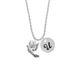 thumbnail image 2 of Delight Jewelry Silvertone Dove Silvertone Script Initial Disc - U - Charm Necklace, 20"+3", 2 of 4