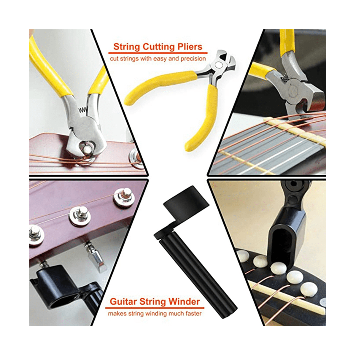 79Pcs Guitar Tool Kit, Guitar Accessories Guitar Repair Kit with Guitar String Plectrum Bridge Pins Gauges