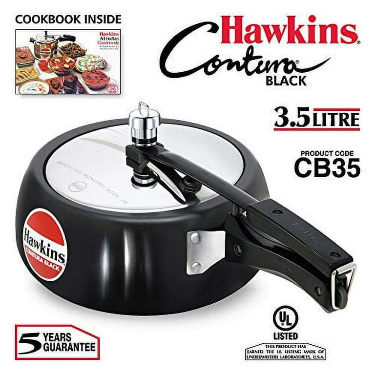 Hawkins CB40 Hard Anodised Pressure Cooker 4-Liter Contura Black