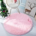 thumbnail image 3 of DweIke Round Rug for Bedroom,Soft Shaggy Area Rugs for Living Room Decor,Fluffy Circle Carpets for Nursery,6'x6',Pink, 3 of 8