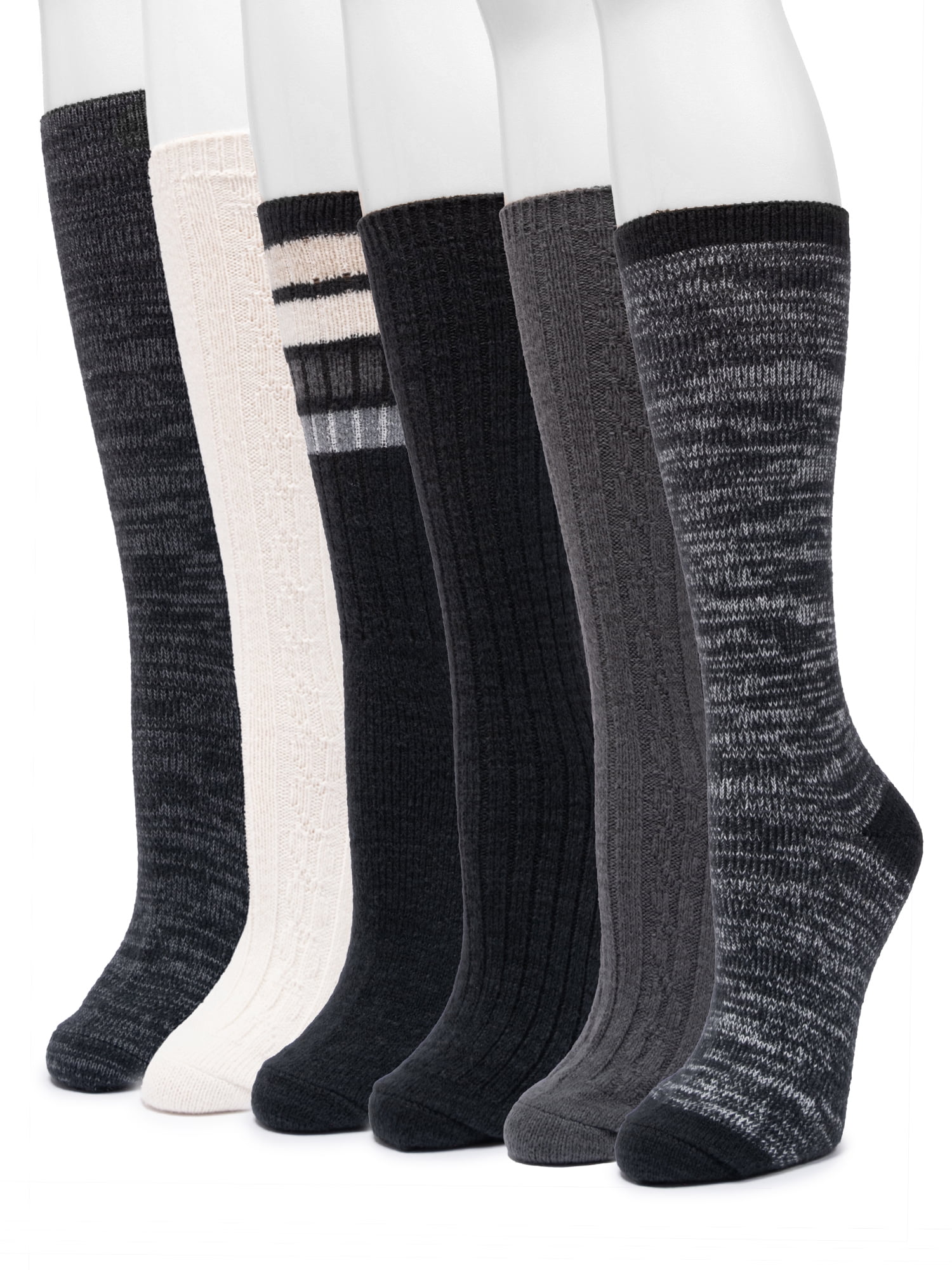 MUK LUKS Women's Fluffy Dream Tall Boot Socks, 6-Pack, OSFM