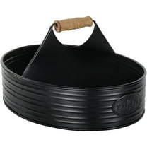 Autumn Alley Farmhouse Rustic Shower Caddy Basket for Bathroom - Toiletries Countertop Organizer, Decorative Bathroom Caddy, Bathroom Accessories with Toilette Label, 11" x 6.25", Black, Large