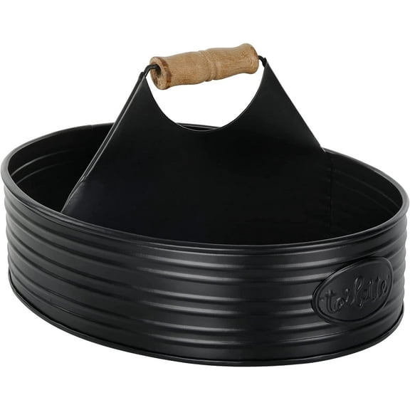 Autumn Alley Farmhouse Rustic Shower Caddy Basket for Bathroom - Toiletries Countertop Organizer, Decorative Bathroom Caddy, Bathroom Accessories with Toilette Label, 11" x 6.25", Black, Large