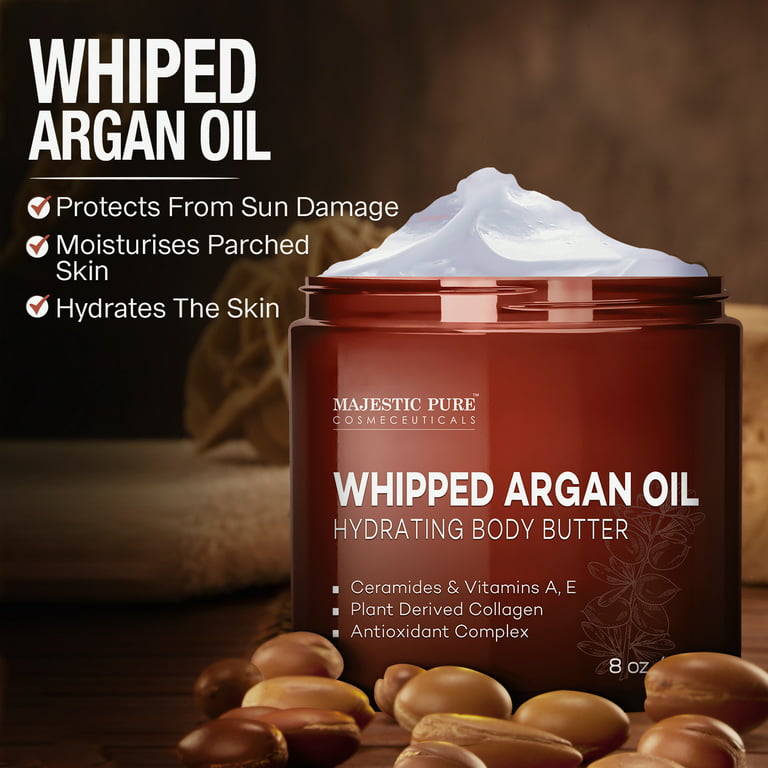 Majestic Pure Whipped Argan Oil Body Butter For Women & Men - With  Ceramides, Vitamin E & A & Vegan Collagen- 8Oz - Walmart.Com