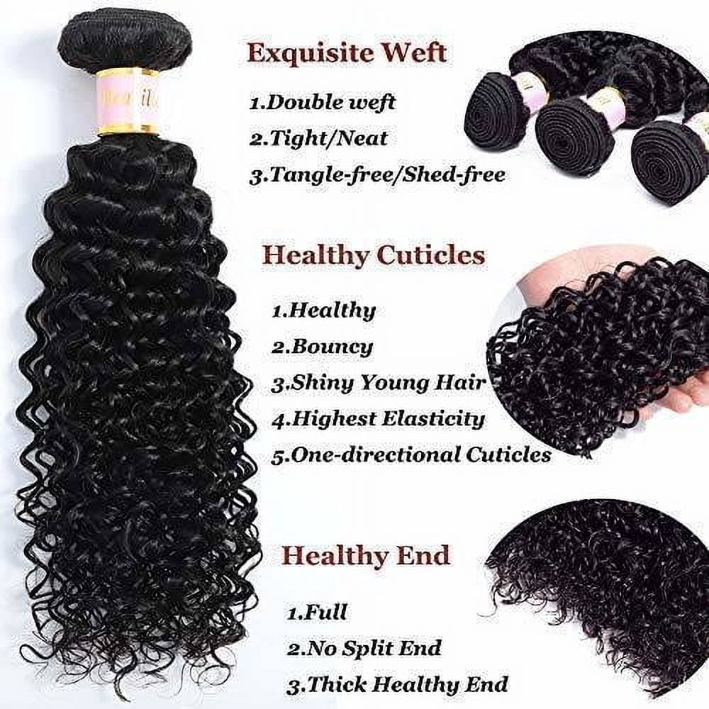 Brazilian Virgin Curly 1 Bundles 10A 100% Unprocessed Human Hair Bundles Curly Weft Extensions Weaves Natural Black(24inch)