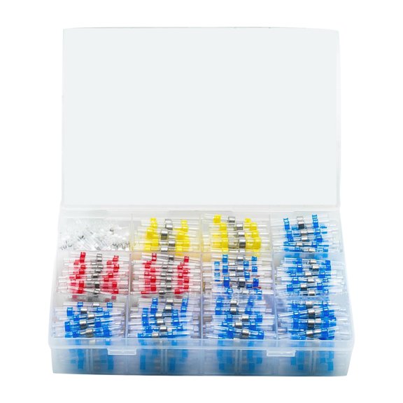 COOLHOOD 300Pcs Solder Stick Seal Wires Connectors 4 Sizes Butt Connectors Set Solder Stick Electrical Wires Terminals