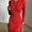 Red, variant on Women's Bodycon Dress, French Retro Style Long Sleeve Maxi Dress, Slim Fit Round Neck Polyester Dress for Casual, Party, Date