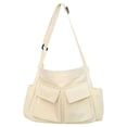 thumbnail image 6 of Spencer Canvas Messenger Bag Large Capacity Hobo Bag Crossbody Shoulder Bag Tote Bag with Multiple Pocket for Women and Men, White, 6 of 10