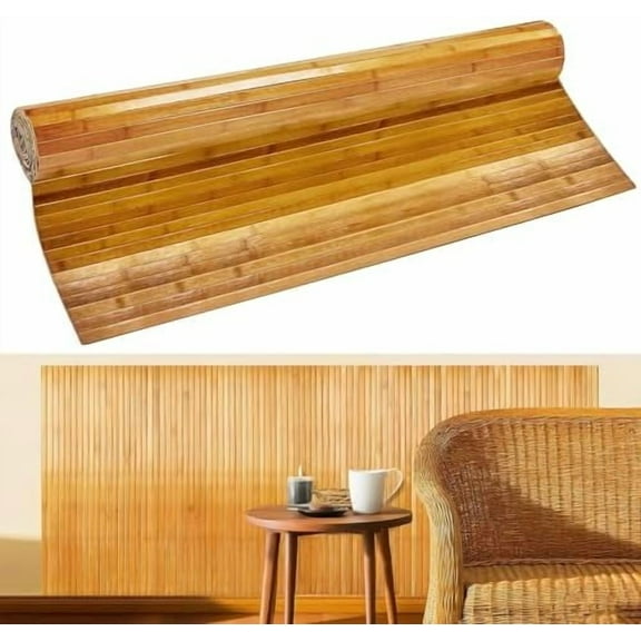 Natural Bamboo Wall Panel for Interior Wall Decor 46 X 96 in Pole Wrap Wainscoting Wood Paneling for Living Room Kitchen Bedroom Office Bar$$Tools & Hardware Other