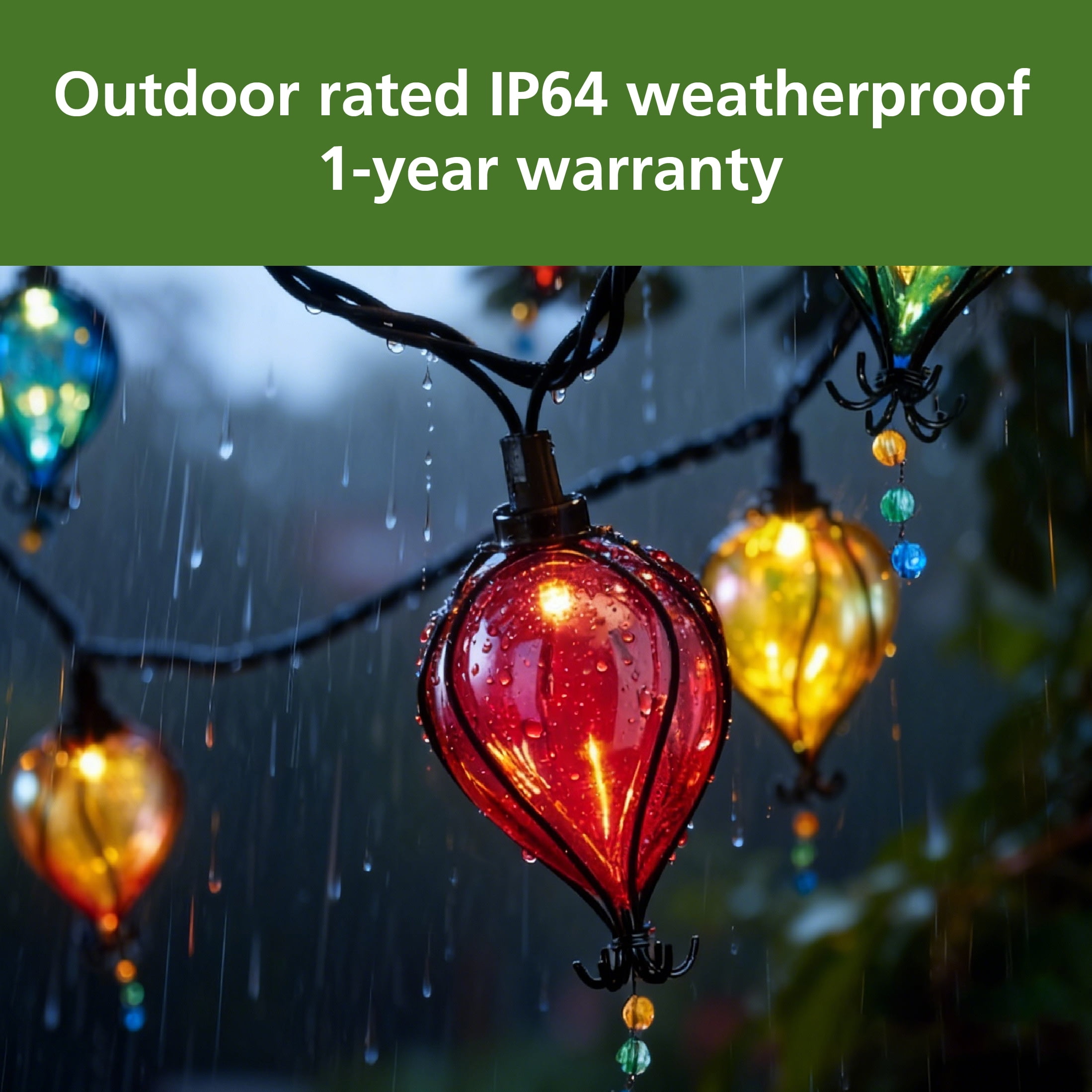 (2 pack) Mainstays 10ct 7.4ft Multi-color Balloon Shape Plastic LED Tear Drop Outdoor String Lights