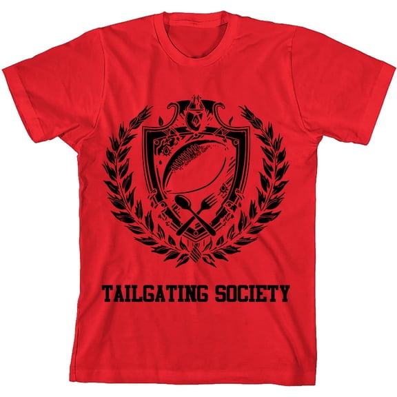 American Football Tailgating Society Youth Red Crew Neck Short Sleeve Tee-Medium