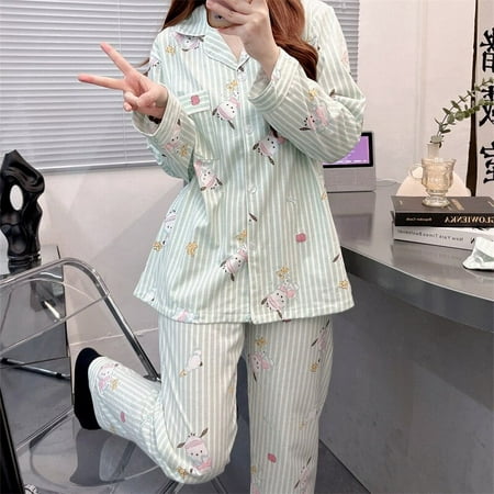 

Kawaii Sanrio Hello Kitty Pachacco Cute Cartoon Women s Pajamas Spring Autumn New Japanese Style Ins Pure Cotton Cardigan
