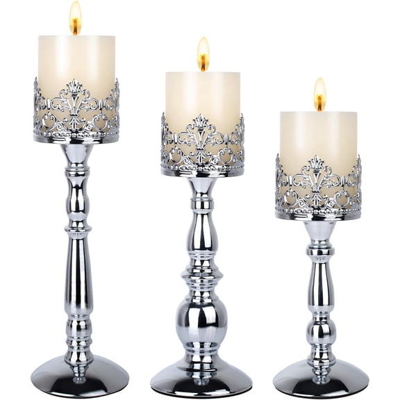 Candle Holders for Pillar Candles Set of 3   Tall Candle Holders Decorative Large Table Centerpieces Candle Stand Decor