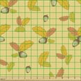 thumbnail image 2 of Autumn Fabric by the Yard, Fall Season Theme Yellowish Oak Tree Leaves and Acorns on Pastel Backdrop, Decorative Upholstery Fabric for Chairs & Home Accents, Mustard Salmon Camel by Ambesonne, 2 of 5