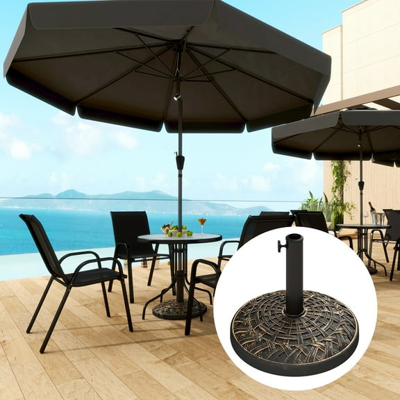 Outsunny 19" Patio Umbrella Base, 26 lbs Concrete Heavy Duty Patio Umbrella Holder for 1.5"/1.9" Umbrella Poles, Bronze