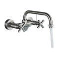 thumbnail image 1 of Chrome Kitchen Sink Faucet, Long Spout Rotation Daul Handle Cold Hot Water Mixer Washing Tub Crane ,Versatile Features, 1 of 7