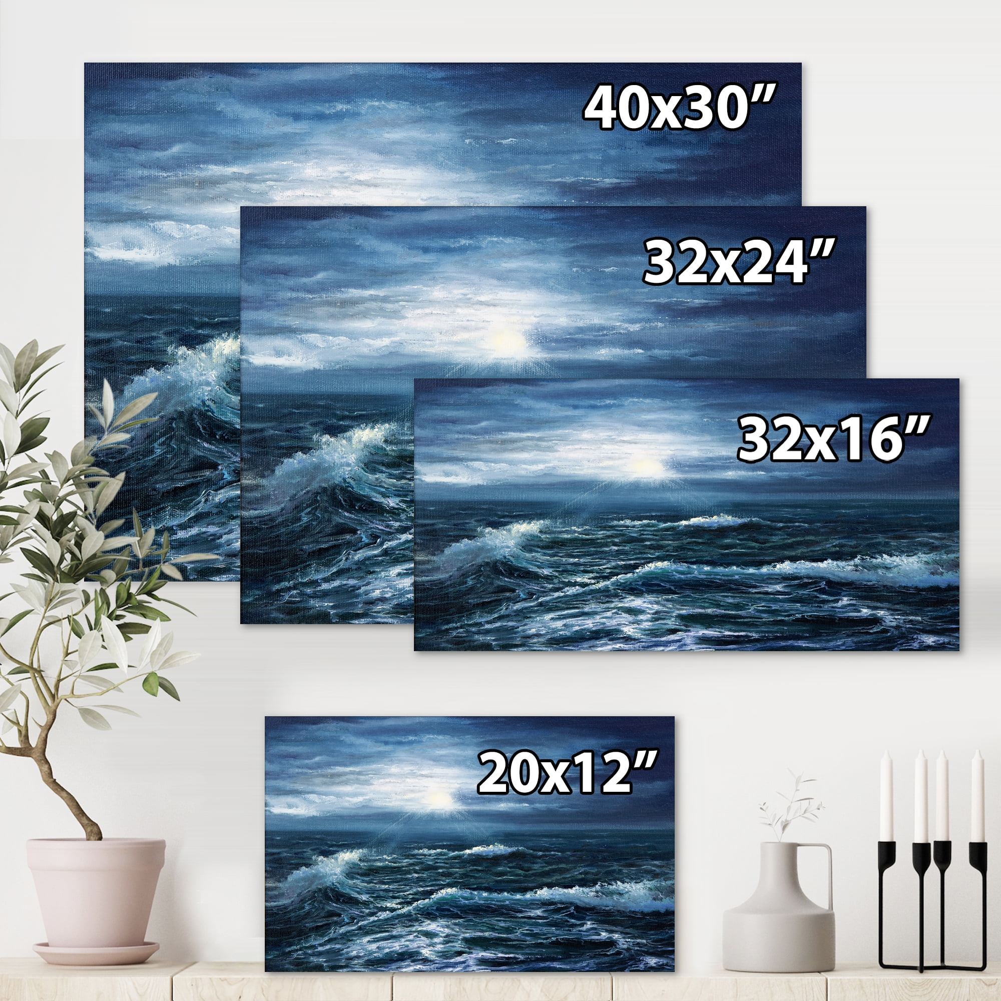 Designart ' Morning Glow Through The Ocean Waves ' Nautical & Coastal Canvas Wall Art Print
