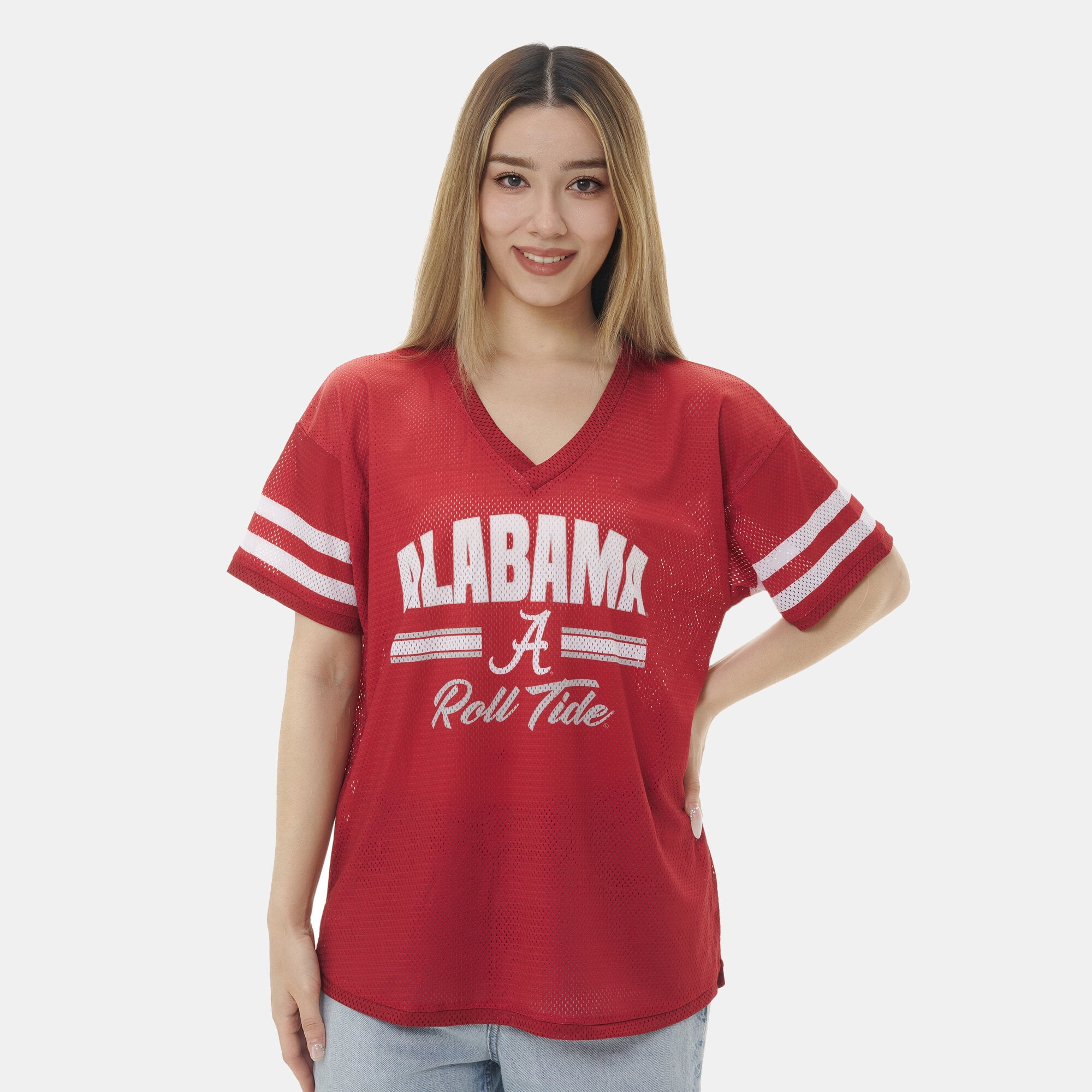 Women's ZooZatz Crimson Alabama Crimson Tide Mesh Jersey Kickoff T-Shirt