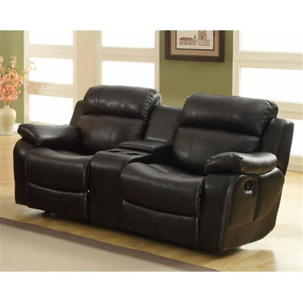 Home Elegance 9724BLK2 Marille Rocking Reclining Love Seat with Center