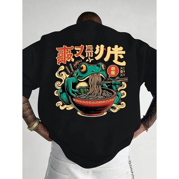 Japanese Style Funny Frog Ramen Graphic Vintage Grunge Y2k Cotton Men's Women's T-Shirt