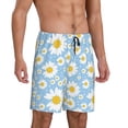 thumbnail image 2 of Balery Daisies Flowers Pantalones cortos de pijama de punto de algodón para hombre con cinturilla y bolsillos-X-Large, 2 of 6