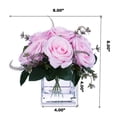 thumbnail image 4 of Enova Home 9 Heads Artificial Silk Rose Flowers in Clear Cube Glass Vase with Faux Water (Pink), 4 of 4